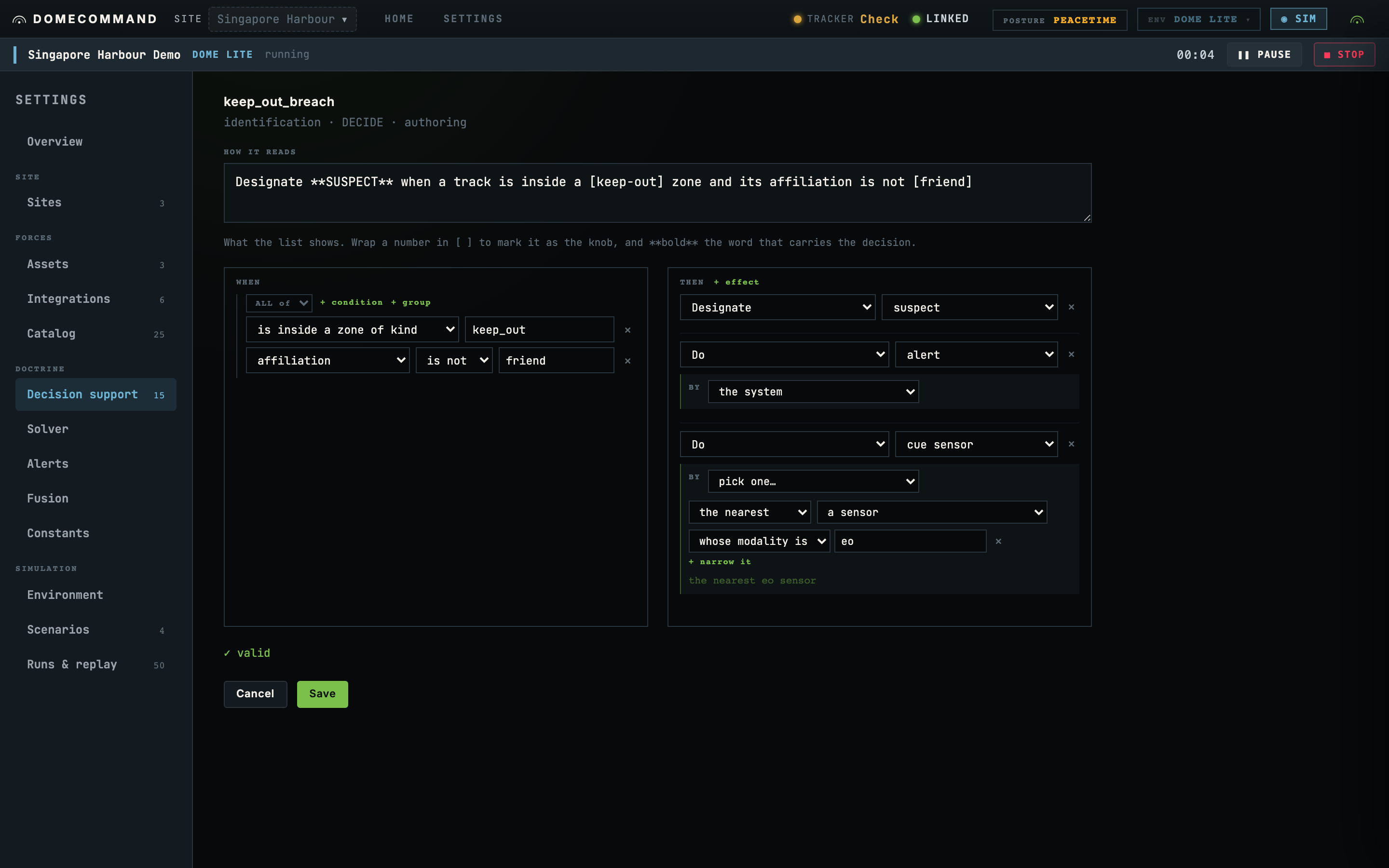 The rule editor